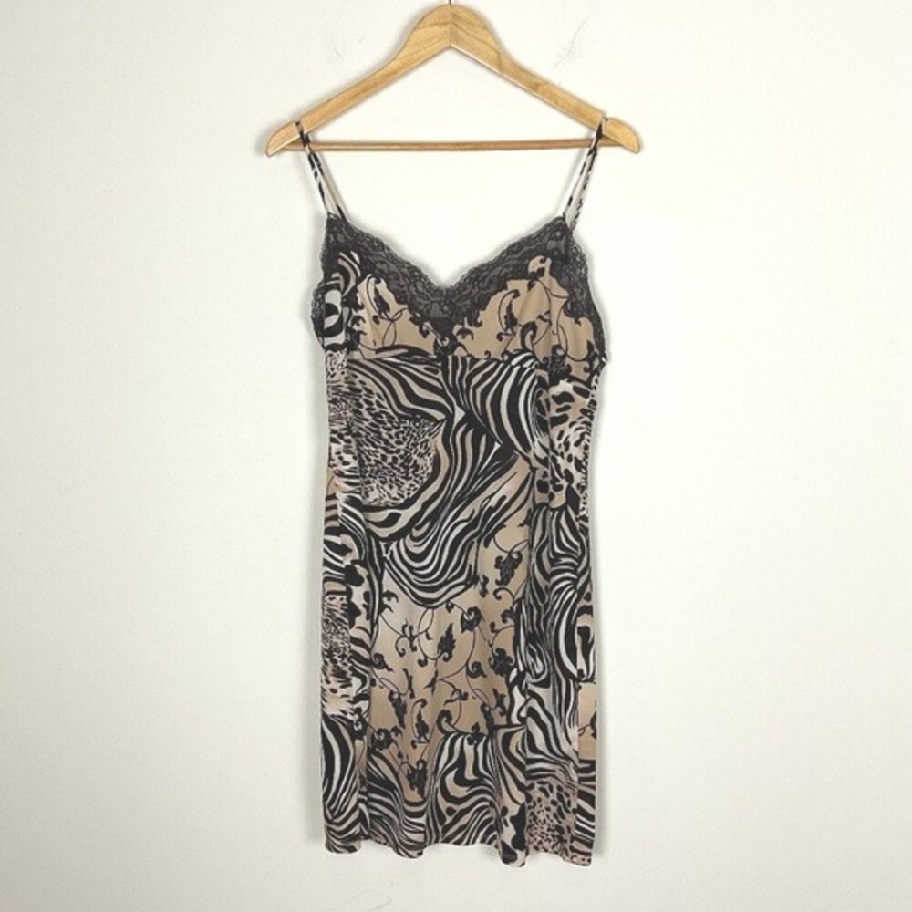 2/$30 Natori Animal‎ Print Lace Slip Nightie M
